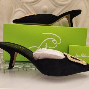 Sam Edelman Black kitten heel Mules with Gold Accent